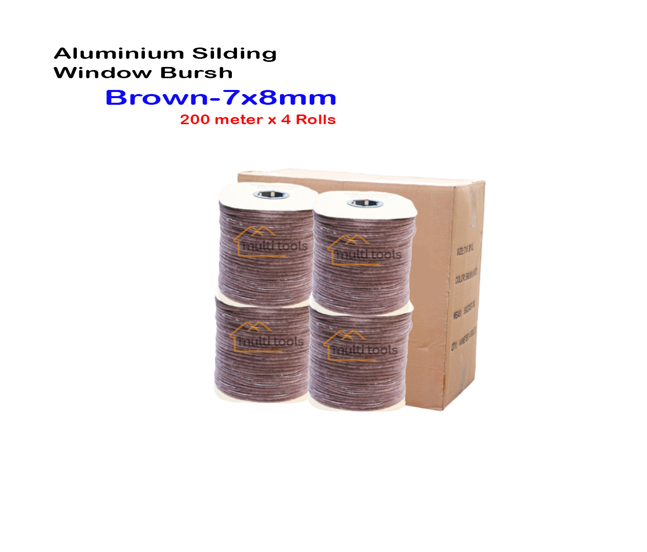 4-Rolls Carton 7X8mm Bursh Brown For Aluminium Silding Window 